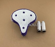 VINTAGE 10" LONG BEACH CRUISER VELOUR SADDLE IN PURPLE/WHITE W/ VELOUR GRIPS