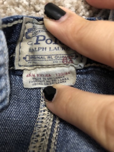Polo Ralph Lauren Girls Size 6X Blue Denim Paint Splatter Overalls Skirt - Picture 12 of 12