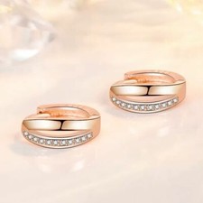 Crystal Huggie Hoop Double Layer Earrings 925 Sterling Silver Women Jewellery UK