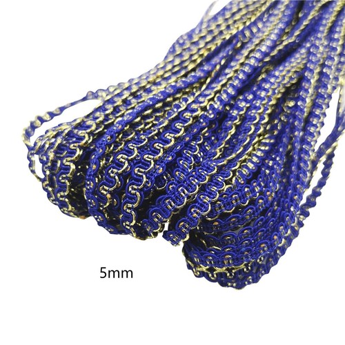 50 Yards 5mm Gold Line Wave Lace Ribbon Stage Performance Dress Costume - Picture 13 of 31