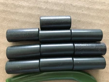 Vintage DARK BLACK Bakelite Toggle Buttons 10pcs Round Cylinder Carved