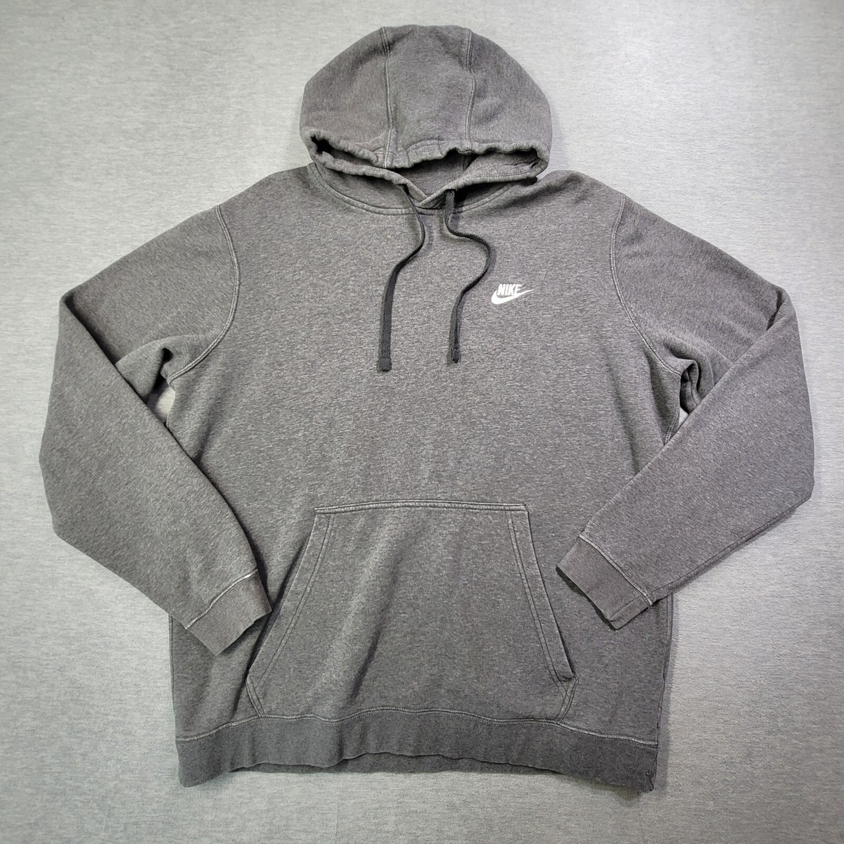 Nike Hoodie Mens XL Gray Drawstring Fleece Sweatshirt Pocket