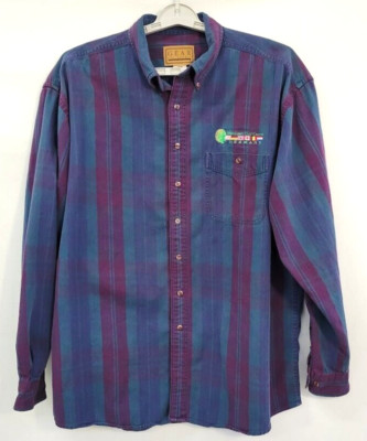 Woodlawn Golf Course Ramstein Air Base Germany Men's XXL Plaid Long Sleeve Shirt