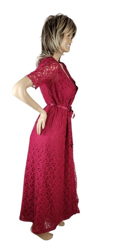 Vintage 60's Pinehurst Lingerie Lace Peignoir Pink Nylon Nightgown Robe Set Sz S - Picture 7 of 21