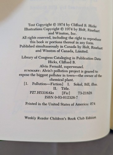 Alvin Fernald, Superweasel - Vintage 1974 Weekly Reader Book by Clifford B. Hick - Picture 4 of 6