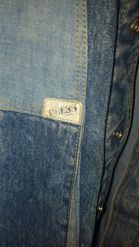 Vintage Guess Jean Jacket Vest Denim Blue w/ Metal Buttons Punk Retro Rocker - Picture 3 of 7