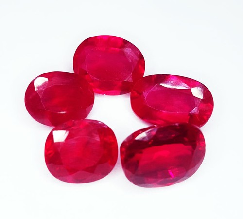 Lote de 5 piezas de piedras preciosas sueltas rubí rojo natural Mozambique 37,42 quilates rubí de forma mixta - Imagen 9 de 10
