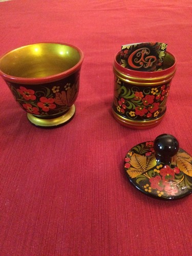 2 PC Russian Made Khokhloma Bowls, 1 New, 1 Used - Picture 2 of 4