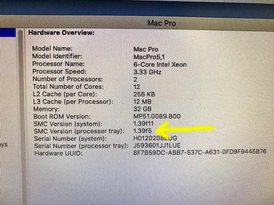 Mac Pro CPU Tray 3.33GHz x 2 = 12 core 32GB 2010-2012 5,1 SMC Version 1.39f5 - Image 3 of 3
