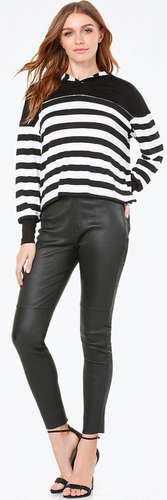 NWT BEBE SIZE M Striped Hoodie Top Laid-back hoodie top in standout black and wh - Picture 2 of 10