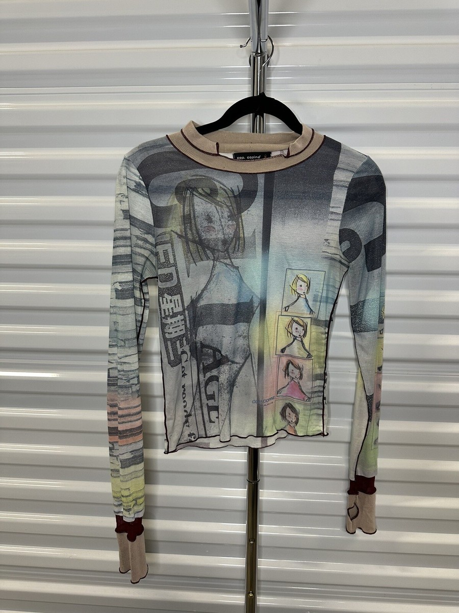 Cop Copine Euro Y2K Graphic Mesh Long Sleeve Top | eBay
