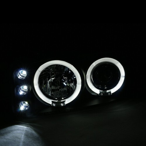 99-06 GMC Sierra Yukon Denali Truck Matte Black Projectors Dual Halos LED DRL - Picture 2 of 5