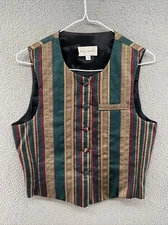 Field Manor Women’s Button Up Sleeveless Colorful Vest in Size Small USA Made