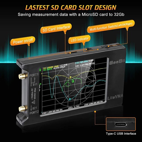 Analizador de espectro 50 kHz-6,3 GHz Analizador de red vectorial Soporte Almacenamiento de datos - Imagen 4 de 8
