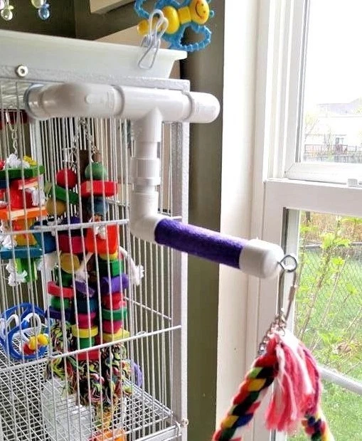 "PERCH PERFECT BIRD SPECIALTIES" NEW Medium 3/4' Parrot Perch Swiveling Toy Arm for Cage