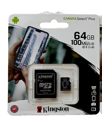 Kingston Canvas Select Plus 64GB Class 10 - microSD Memory Card 100MB/s U1