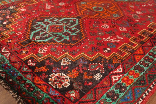 Tribal Vintage Red/ Green Hand-knotted Traditional Wool Rug Geometric Carpet 4x6 - Picture 6 of 21