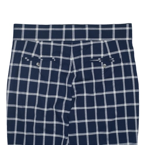 Mens Gurkha Pants Blue White Check Wool Slim Fit Straight Flat Front Trousers 32 - Picture 5 of 7