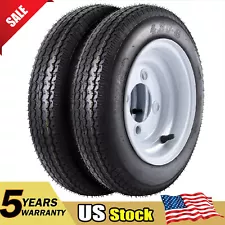 2PCS 4.80-8 4.80x8 480-8 Trailer Tires Rims 6 Ply ,4 Lug Load Range C Boat Tire
