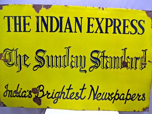 Insegna smaltata porcellana standard domenicale vintage Indian Express 36x24 pollici - Foto 2 di 6