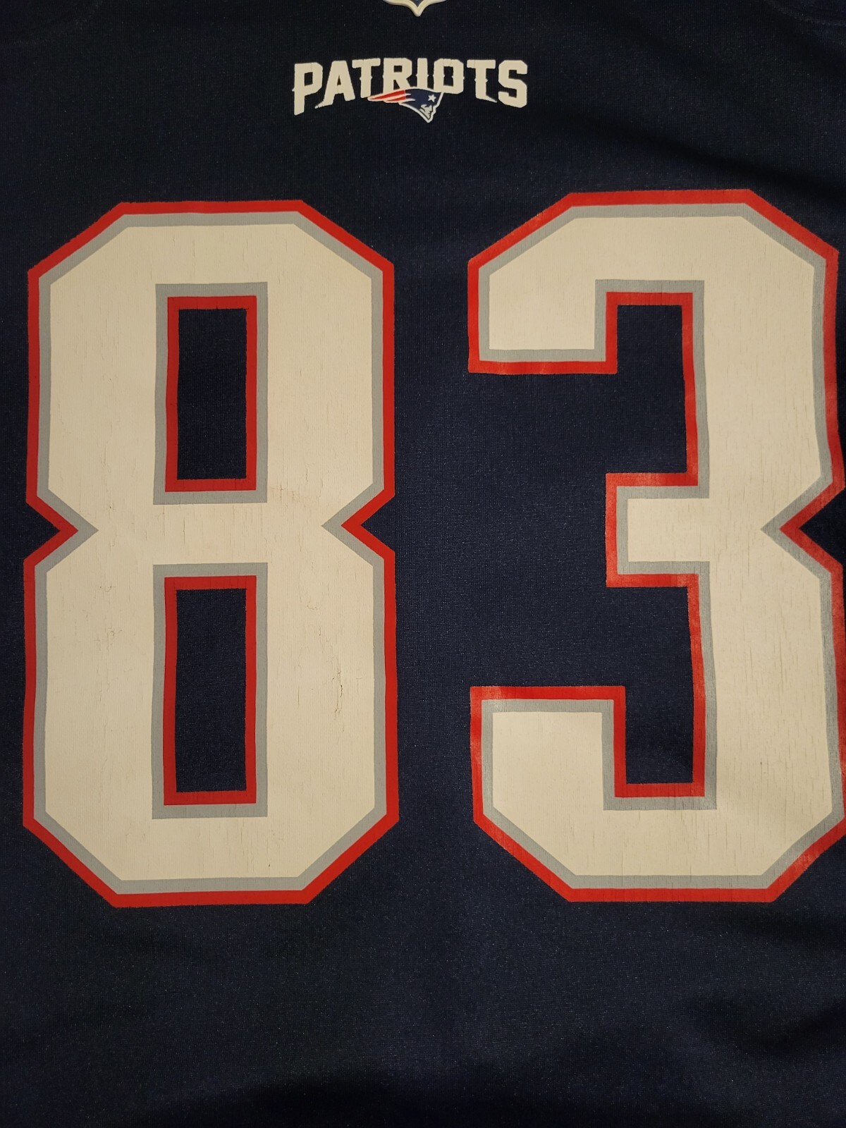 Nike On Field NFL New England Patriots Wes Welker #83 Navy Jersey Mens Medium - Picture 4 of 14