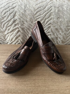 Croft Barrow Vista Brown Men's Leather Tassle Loafers Slip-On