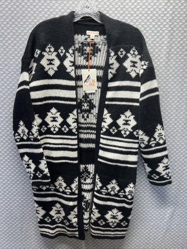 Women’s Knox Rose Open Front Fair Isle Cardigan Sweater Black XS Retail $45 - Picture 6 of 7
