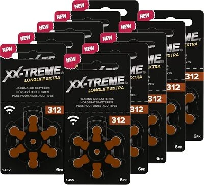 60x XX-TREME 312 Longlife Extra Hörgerätebatterien 312 ZL3 PR41 + MHD 2028 +