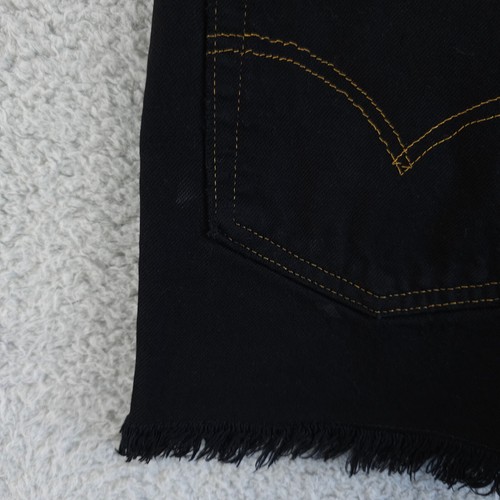 Vintage Levis Jean Skirt Womens 30 Black Frayed Raw Hem Mini Upcycled Reworked - Picture 10 of 18
