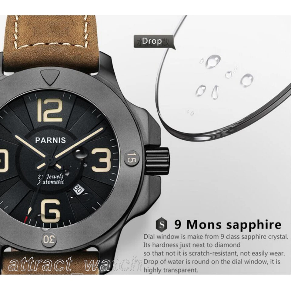 47mm Parnis 21 Jewels Miyota Automatic Men's Wristwatch Sapphire Luminous Marker - Image 3 of 4