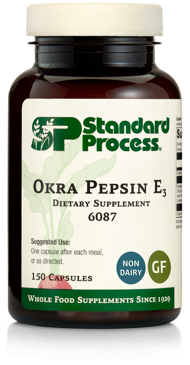 Standard Process Okra Pepsin E3 Whole Food Digestion, 150