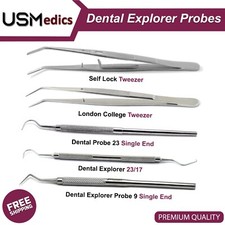 Surgical Explorer Self Locking Tweezers Teeth Cleaning Dental Tissue Forceps