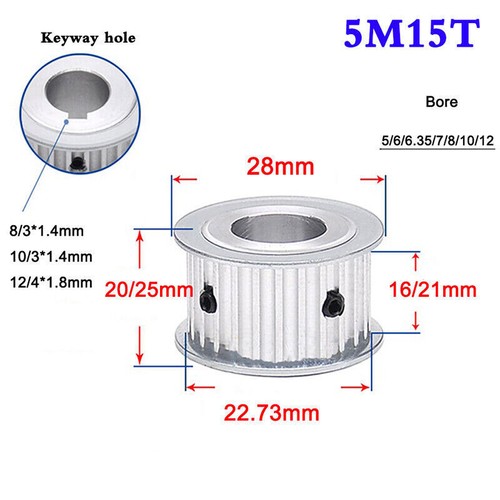 HTD 5M Zahnriemenscheibe AF-Typ 10-100 Zähne 5mm-25mm Bohrung, für 15mm Breite - Bild 16 von 35