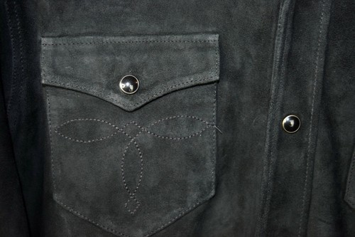 RRL Ralph Lauren Black Leather Western Suede Shirt Jacket Men's 2XL XXL - Picture 10 of 11