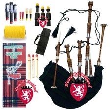 Hs Schottischer Großer Highland Dudelsack Practice Chanter Braun Schwarz-Silber