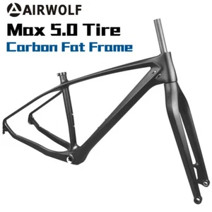 AIRWOLF Carbon Fiber Fat Bike Frame+Fork Snow MTB Frameset T1000 26er 5.0" tire