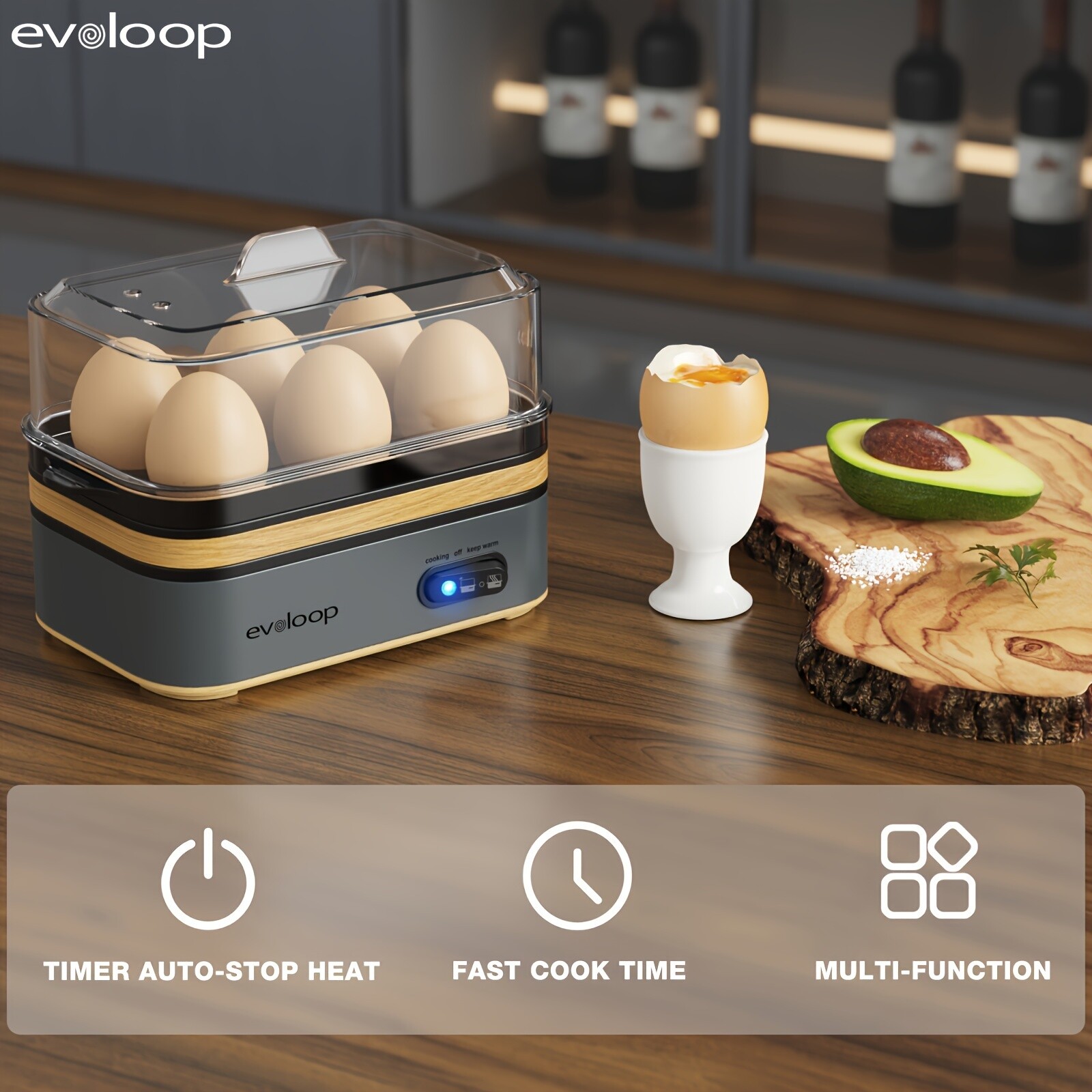 Evoloop Rapid Egg Cooker 6 Egg Capacity BPA free Electric Egg Cooker