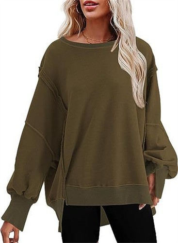 Women Patchwork Sweatshirt Crew Neck Long Sleeve Pullover Casual T Shirt - Bild 15 von 16
