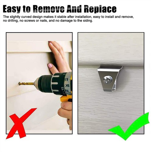 5Pcs Vinyl Siding Clips Hooks Heavy Duty Hanger No-Hole Needed Outdoor Cameras - Picture 10 of 12