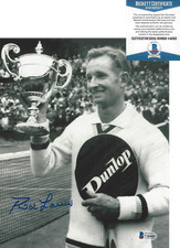 ROD LAVER SIGNED AUTHENTIC 8x10 PHOTO WIMBLEDON TENNIS LEGEND BECKETT BAS COA