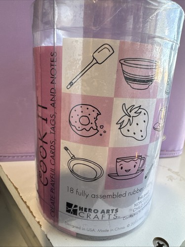 HERO ARTS rubber stamp set COOK IT (18 stamps + ink) wood mount NIP Baking 2010 - Picture 2 of 10