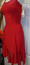 Jazz Costume Small adult ballroom skirt  leotard red pointed hem glittered