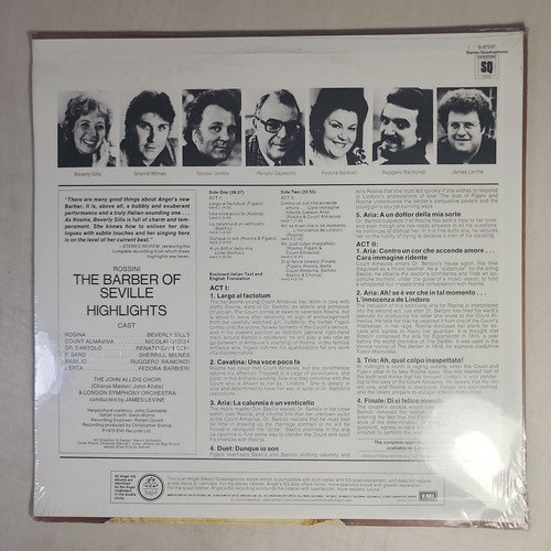 Gioacchino Rossini The Barber Of Seville Highlights Vintage Vinyl Record Sealed - Picture 2 of 2