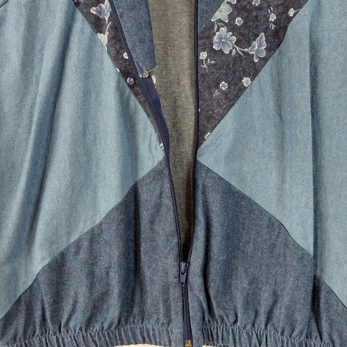 Vintage Coco Bay Miami Women Zip Jacket Denim 80s Medium Damaged Zipper Grandma - Picture 15 of 15