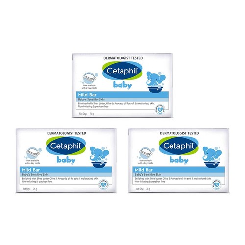 Cetaphil Baby Mild Bar For Kids Face And Body Soap 75gm Each Set Of 3 - Picture 5 of 8