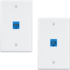  2-Pack Ethernet Wall Plate, 1-Port Keystone Jack Wall Plate with RJ45