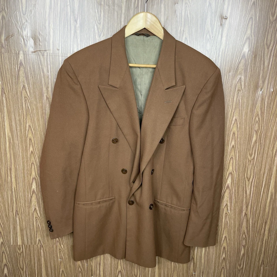 Stefano di Roma 美国制造西装外套夹克男式 40R 生锈棕色纯色双排扣 — 第 2/4 张图片