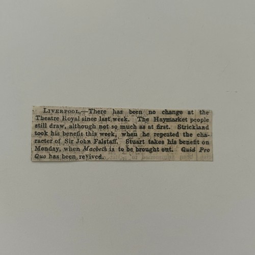 Liverpool No Change At Theatre Royal 1844 London Clipping SAI3-S9
