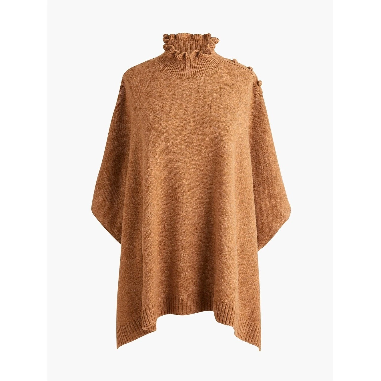 J. Crew Factory Ruffle-mockneck poncho in heather camel one size nwt layering