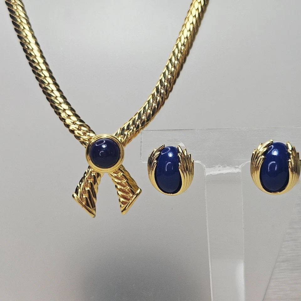 Joan Rivers Lote Collar Pendientes Deslizantes Intercambiables Oro Brillante Azul Marino Foto 4 de 4